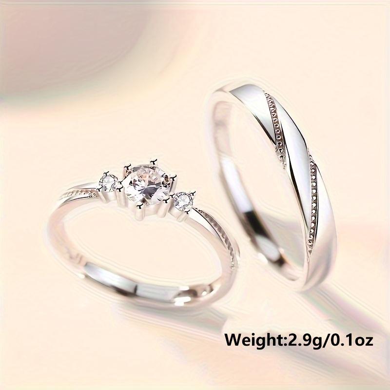 925 Sterling Silver Couple Rings with Synthetic Zirconia