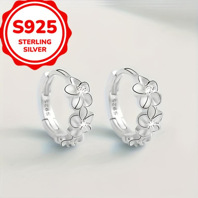 Elegant 925 Sterling Silver Hoop Earrings with Sweet Floral Design