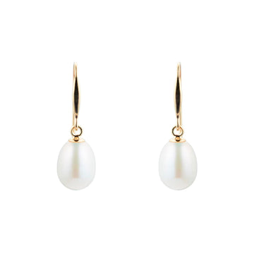 9ct Yellow Gold 7mm Freshwater Pearl Drop Earrings