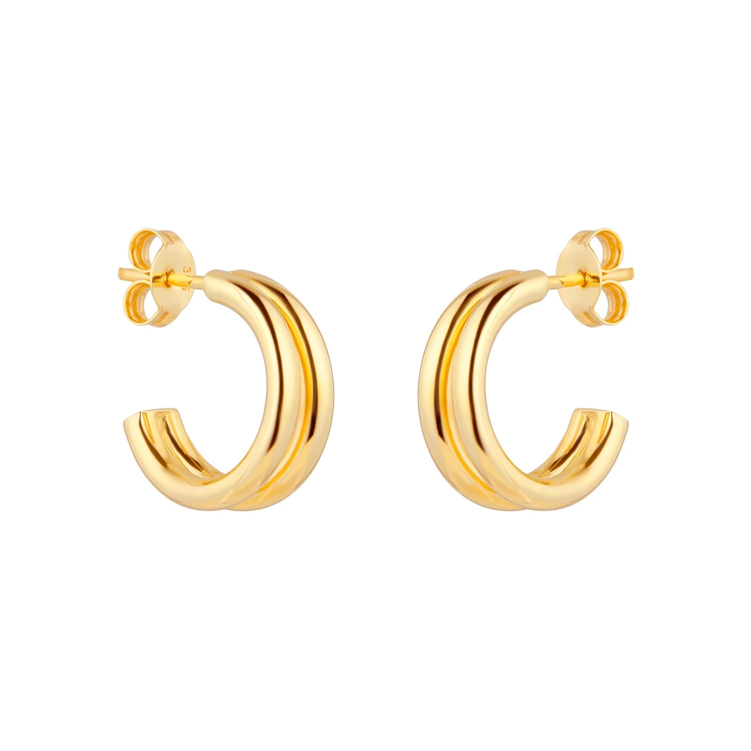 9ct Yellow Gold Double Layer Hoop Earrings