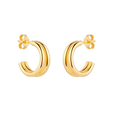 9ct Yellow Gold Double Layer Hoop Earrings