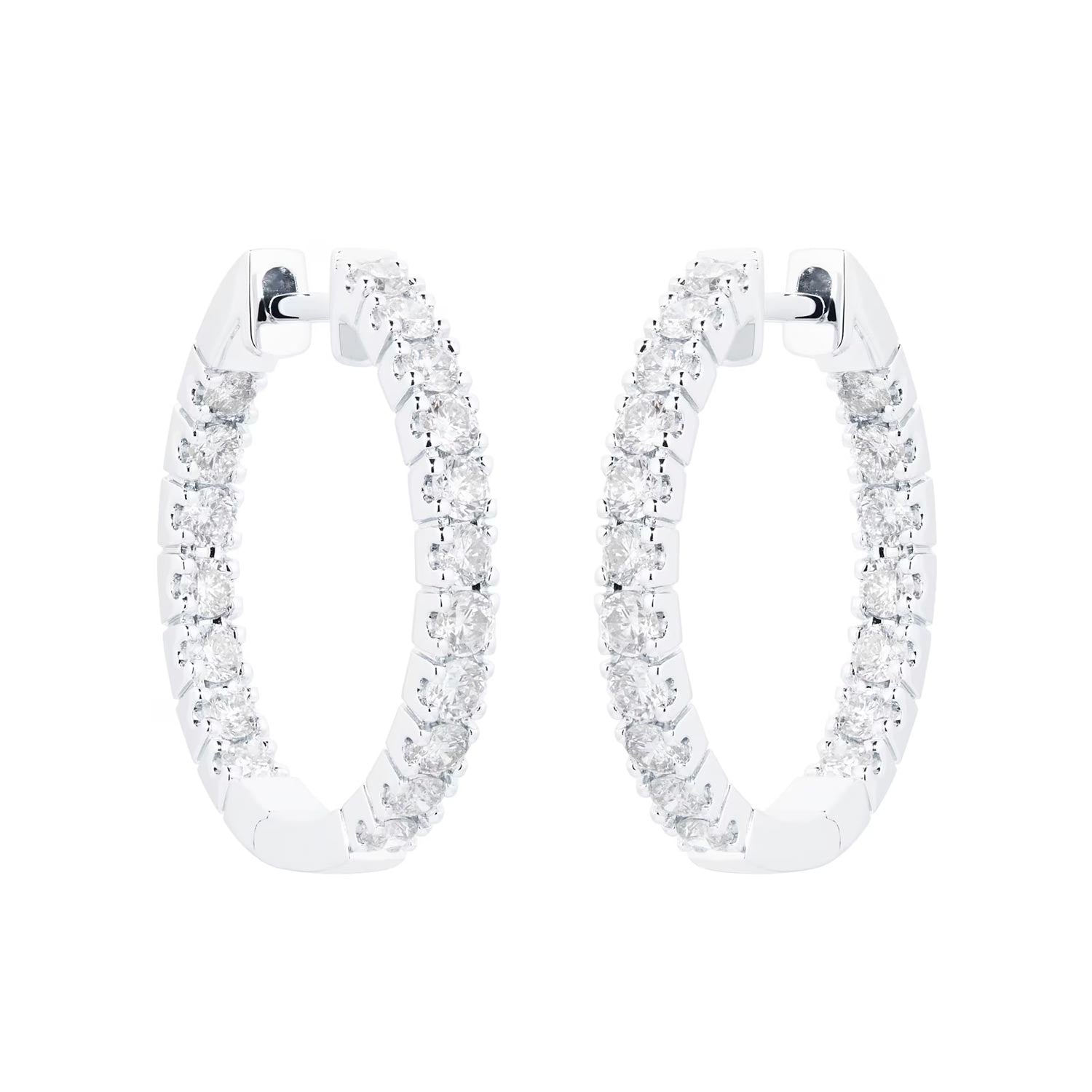 18ct White Gold 1.00cttw Diamond 20mm Hoop Earrings