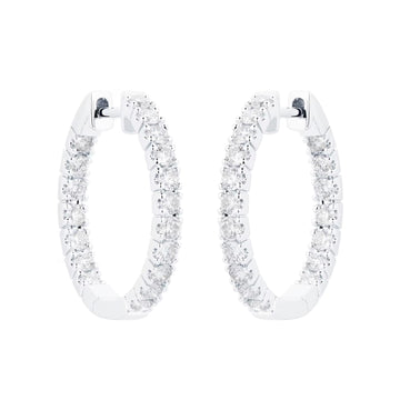 18ct White Gold 1.00cttw Diamond 20mm Hoop Earrings