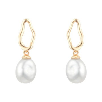 18ct Yellow Gold Baroque Pearl Stud Earrings