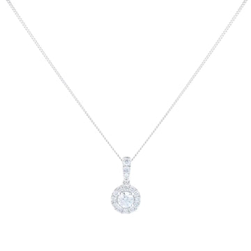 9ct White Gold 0.40cttw Round Halo Pendant