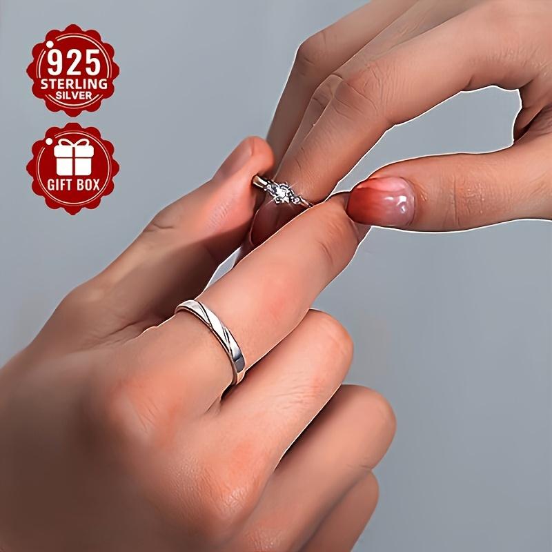 925 Sterling Silver Couple Rings with Synthetic Zirconia