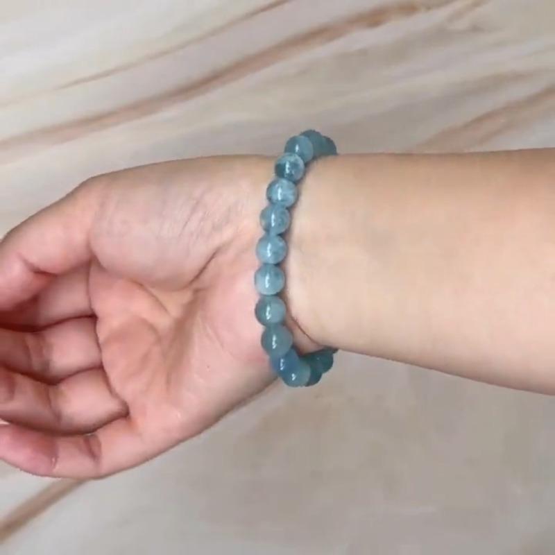 Handmade Aquamarine Stone Bracelet, Natural Aqua Blue Faux Gemstone
