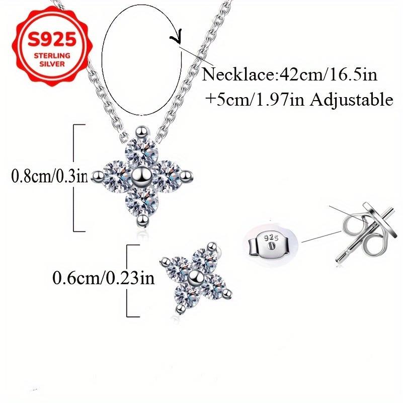 1 Pair of Earrings + 1 Necklace 925 Sterling Silver Jewelry Set