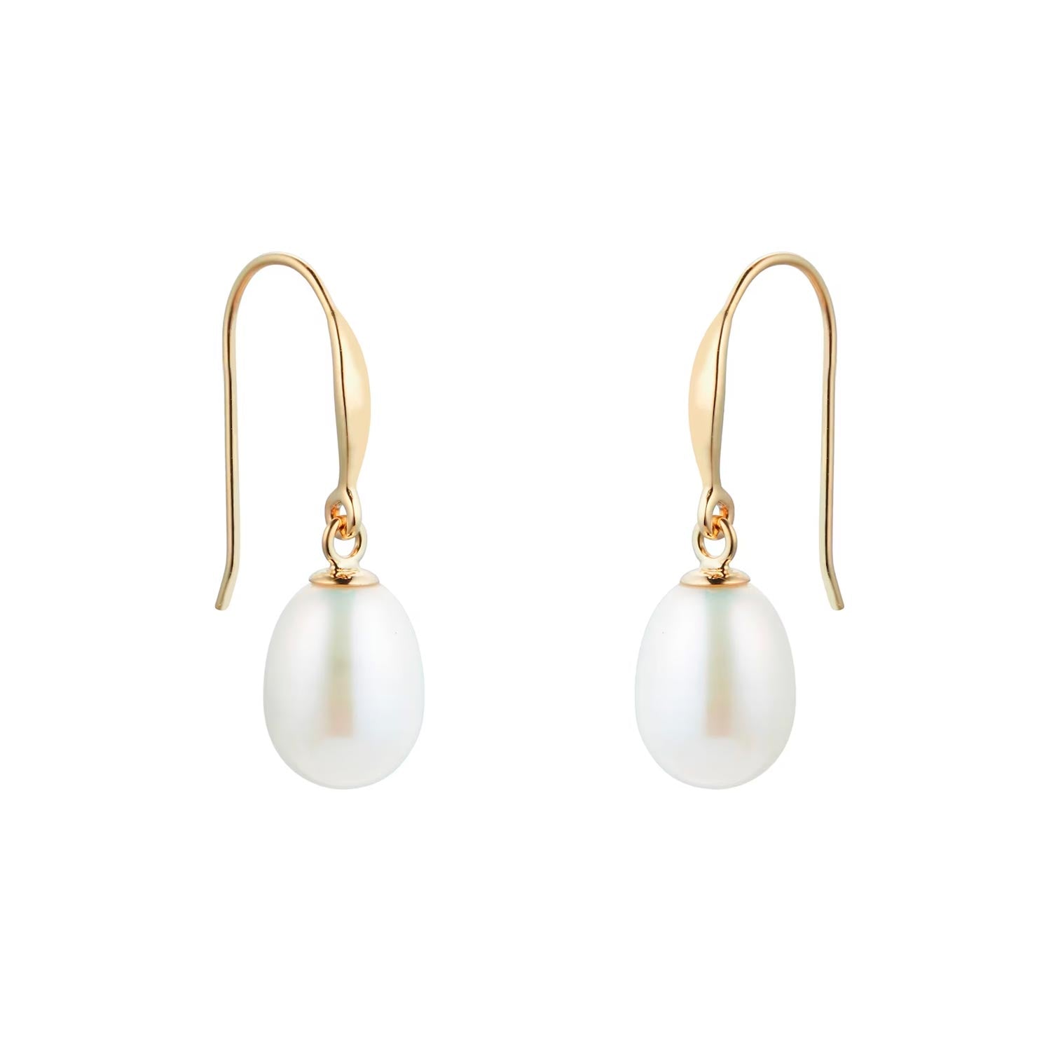 9ct Yellow Gold 7mm Freshwater Pearl Drop Earrings