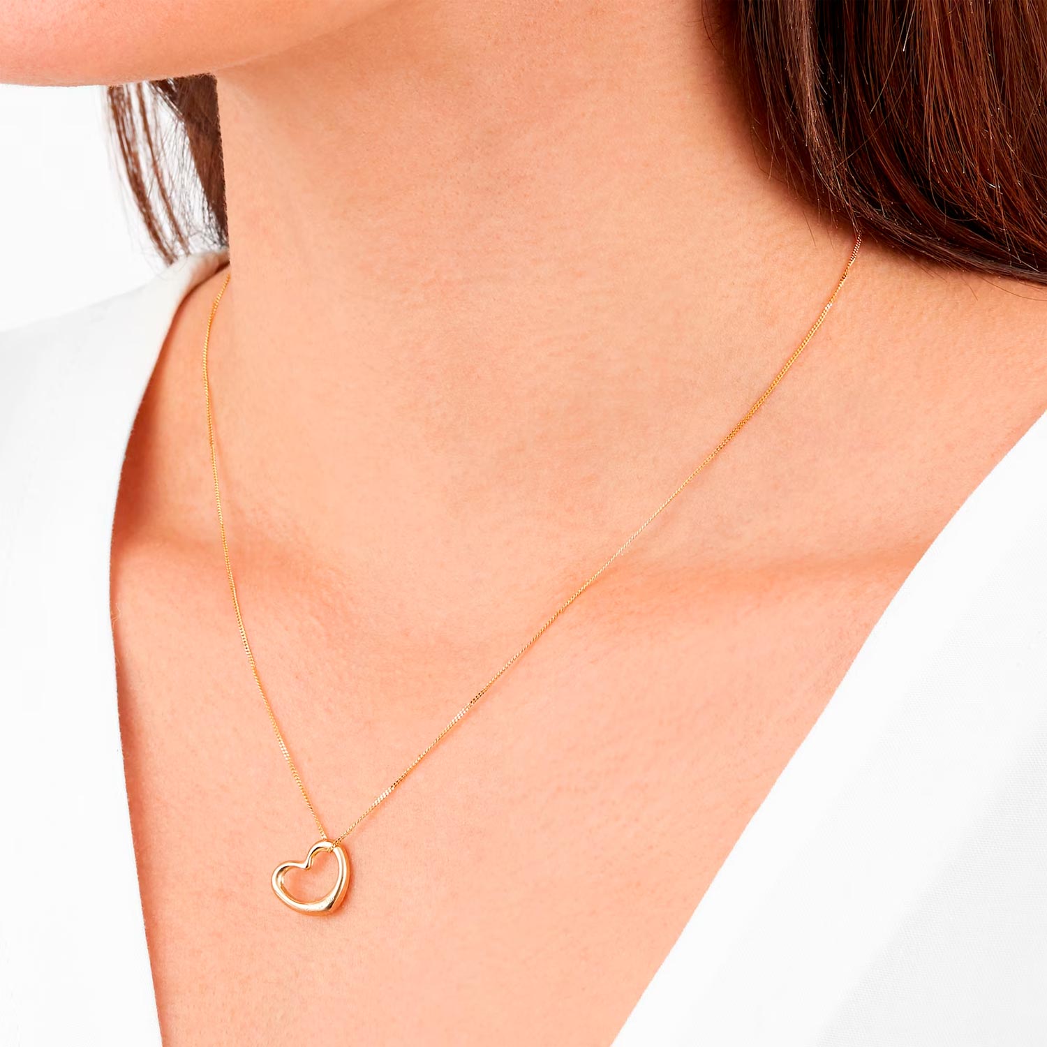 18ct Yellow Gold Open Heart Floating Pendant