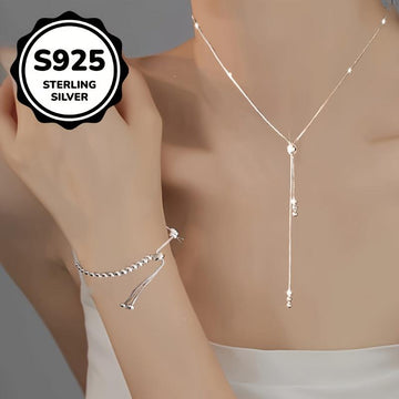 925 Sterling Silver Y-Shaped Necklace + Bracelet – Hypoallergenic