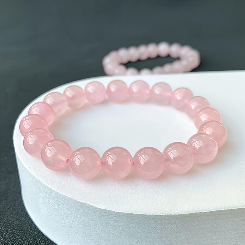 Elastic Natural Rose Quartz Beaded Bracelet