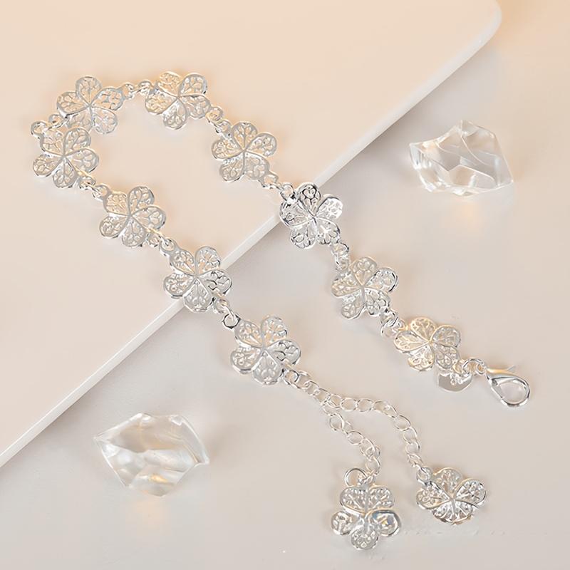 925 Silver Hollow Flower Bracelet Women’s Bohemian Style