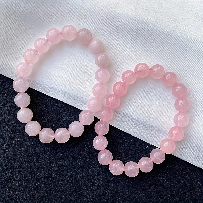 Elastic Natural Rose Quartz Beaded Bracelet