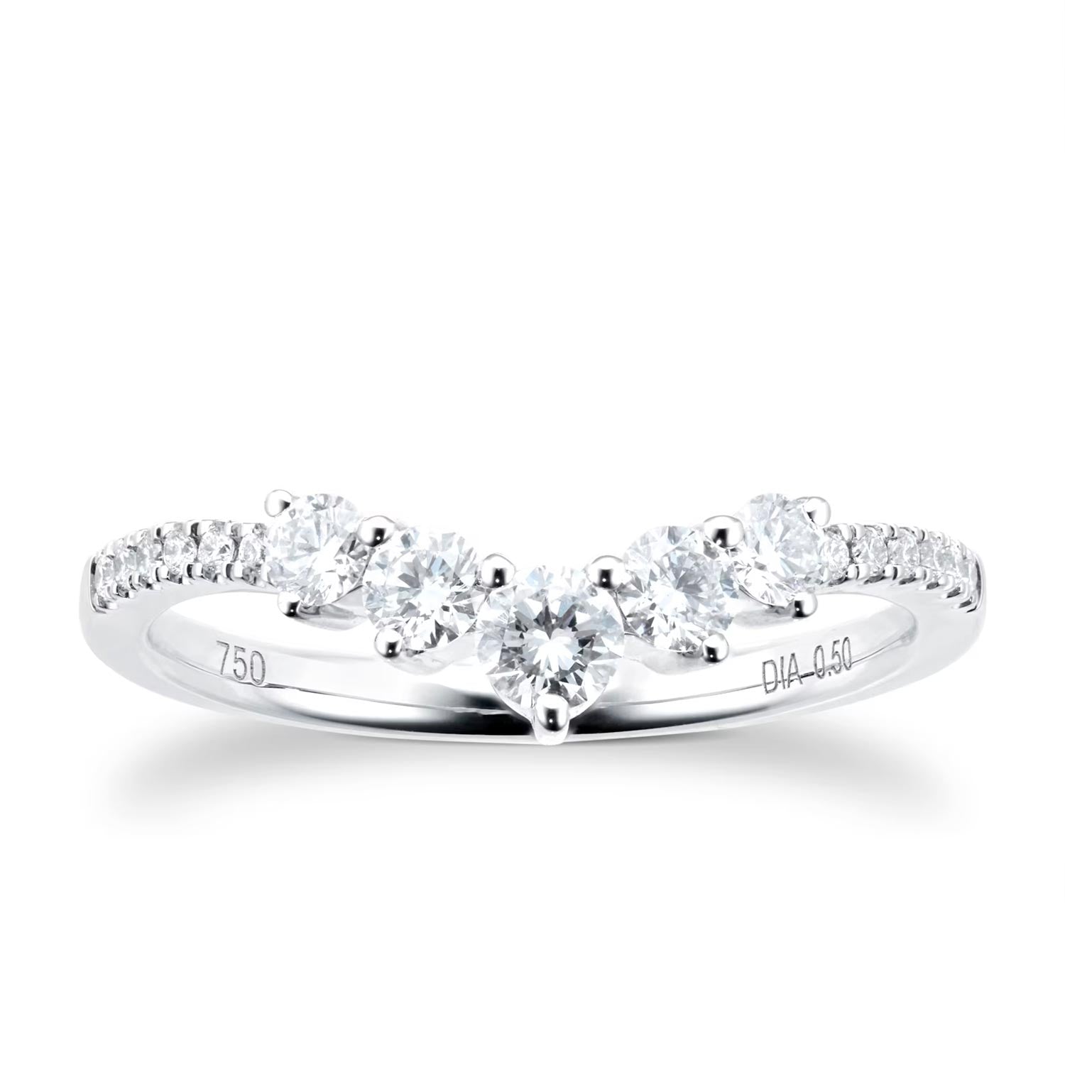 18ct White Gold 0.50ct Diamond Curved Wedding Ring