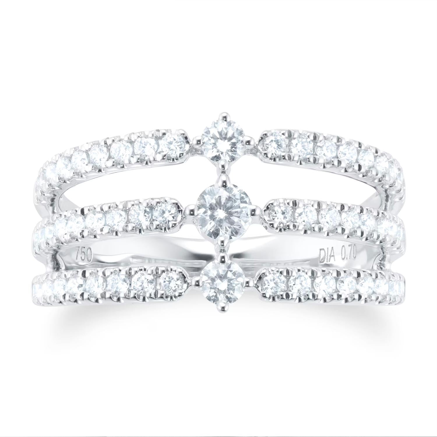 18ct White Gold 0.70ct Diamond Linear Band Ring