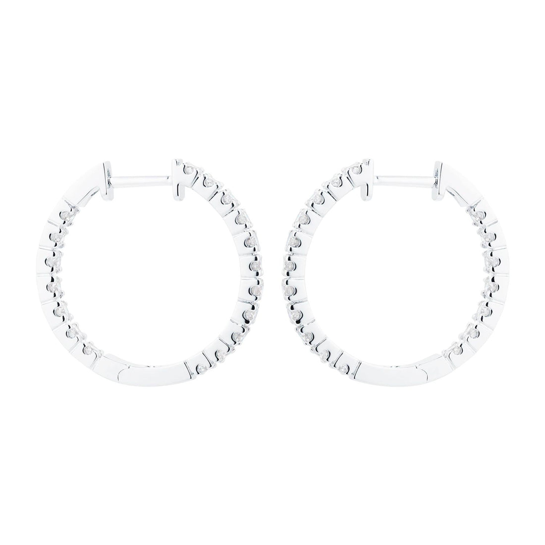 18ct White Gold 1.00cttw Diamond 20mm Hoop Earrings