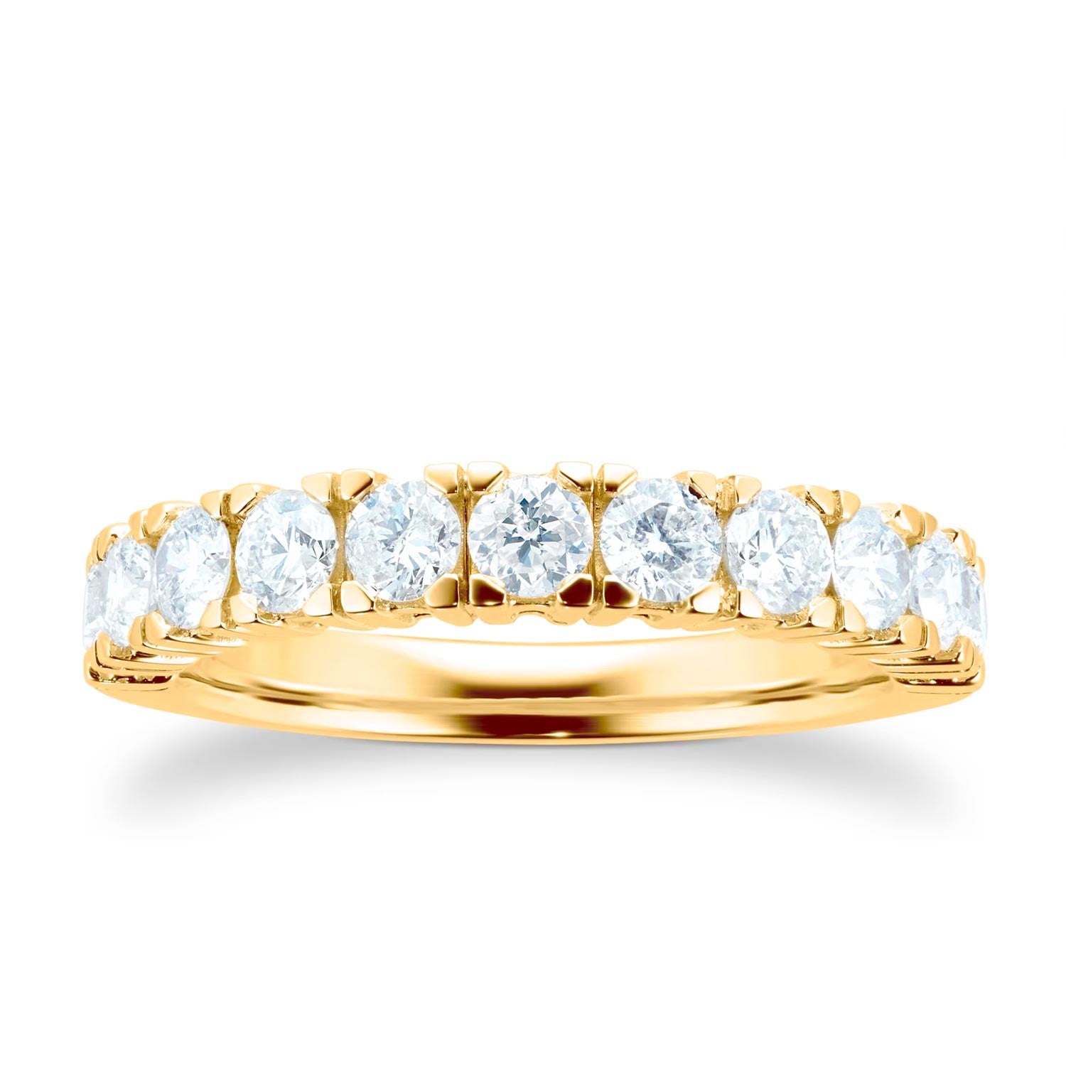 18ct Yellow Gold 1.00ct Claw Set Half Eternity Ring