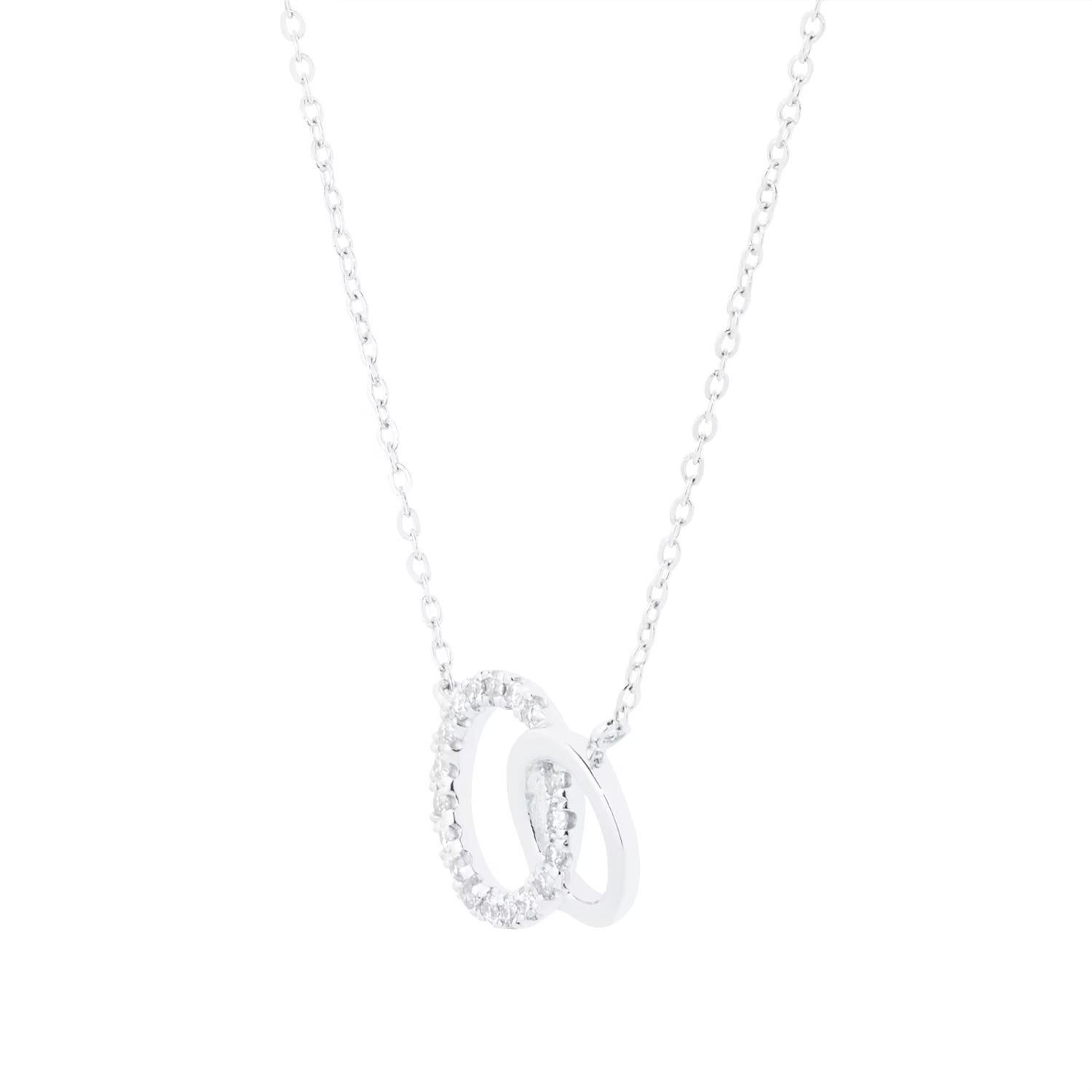 9ct White Gold 0.05cttw Diamond Circle Necklace