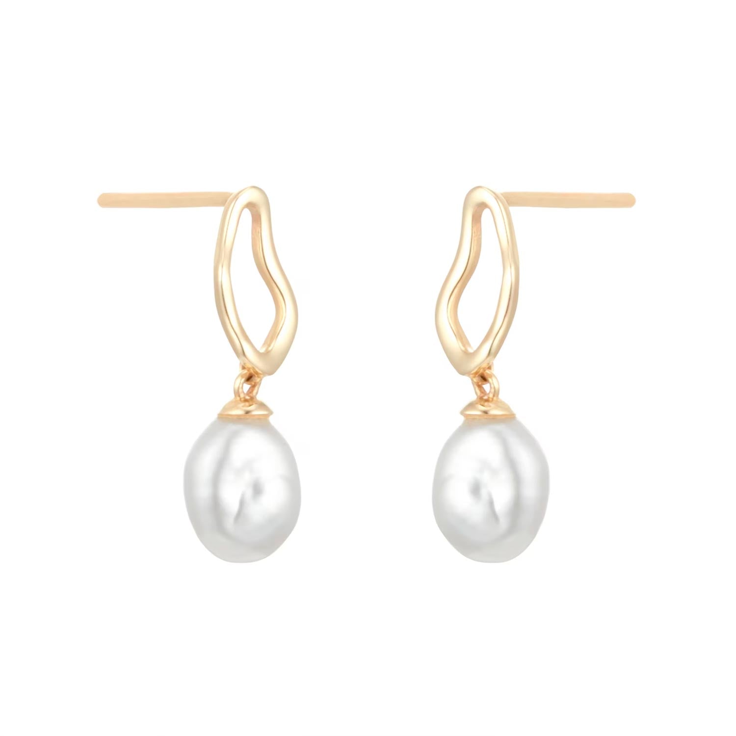 18ct Yellow Gold Baroque Pearl Stud Earrings
