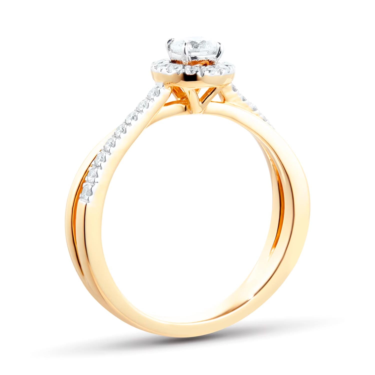 18ct Yellow Gold 0.40ct Round Halo Engagement Ring