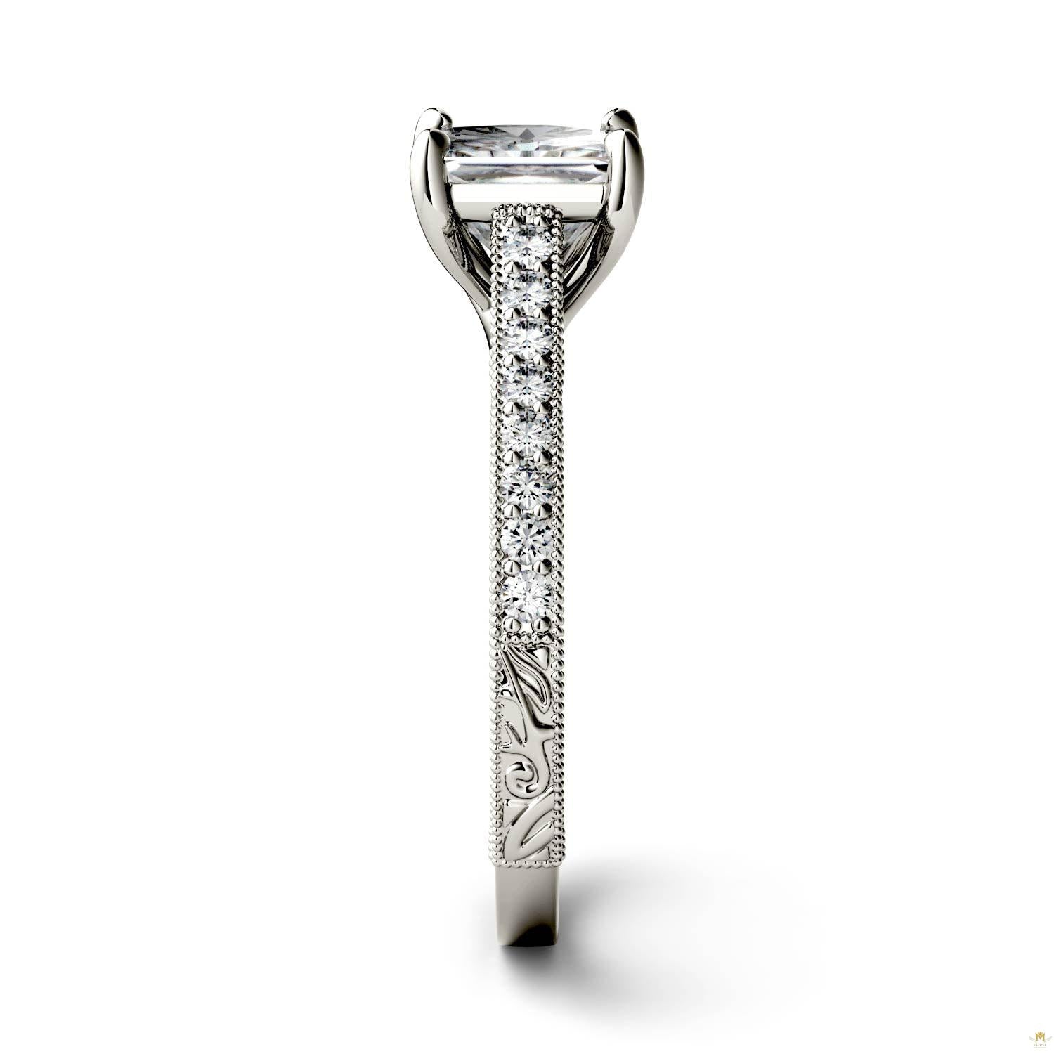 1.74 CTW   Square Moissanite Engagement Ring in 14K White Gold