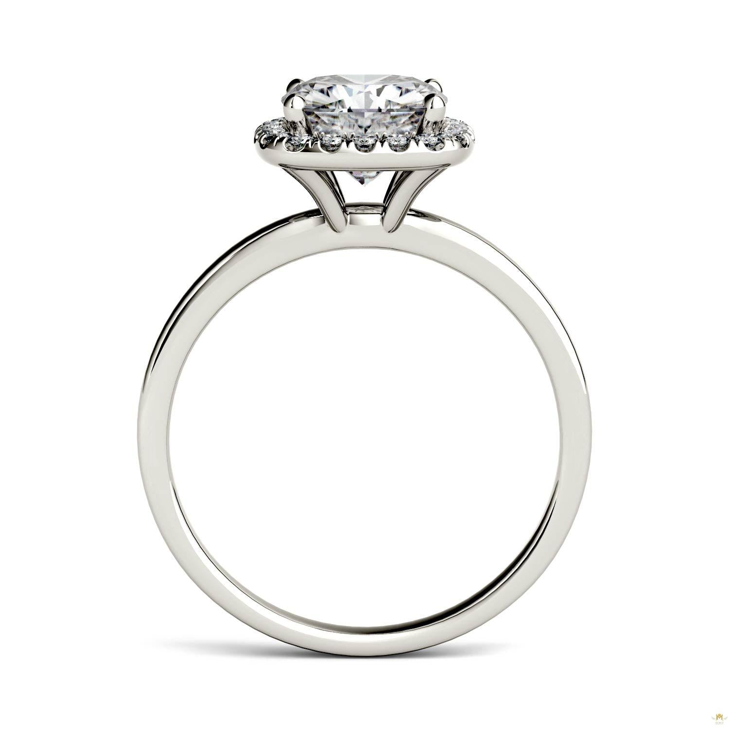 1.43 CTW   Cushion Moissanite Engagement Ring in 14K White Gold