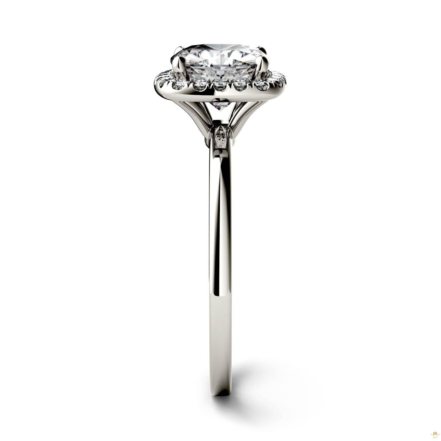 1.43 CTW   Cushion Moissanite Engagement Ring in 14K White Gold