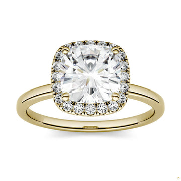 1.43 CTW   Cushion Moissanite Engagement Ring in 14K Yellow Gold