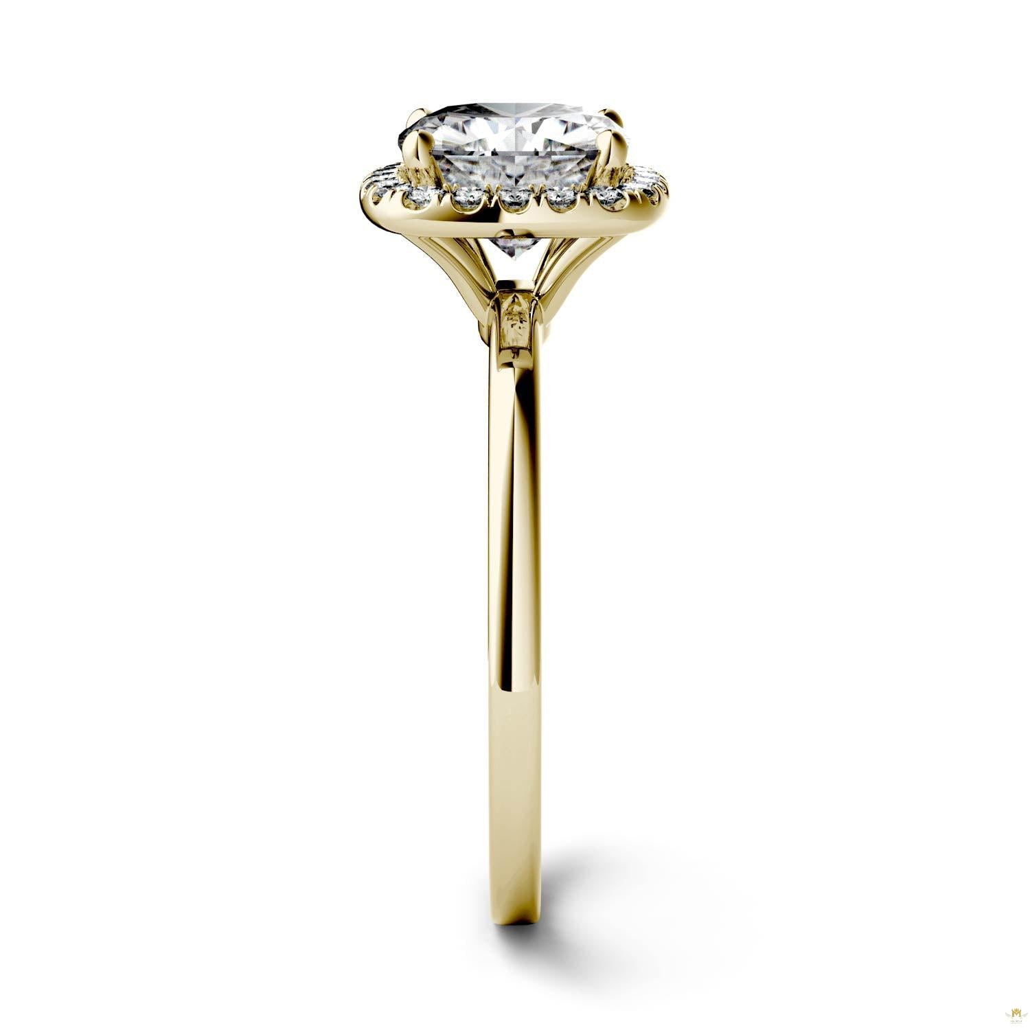 1.43 CTW   Cushion Moissanite Engagement Ring in 14K Yellow Gold