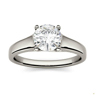 1.00 CTW   Round Moissanite Solitaire Ring in 14K White Gold