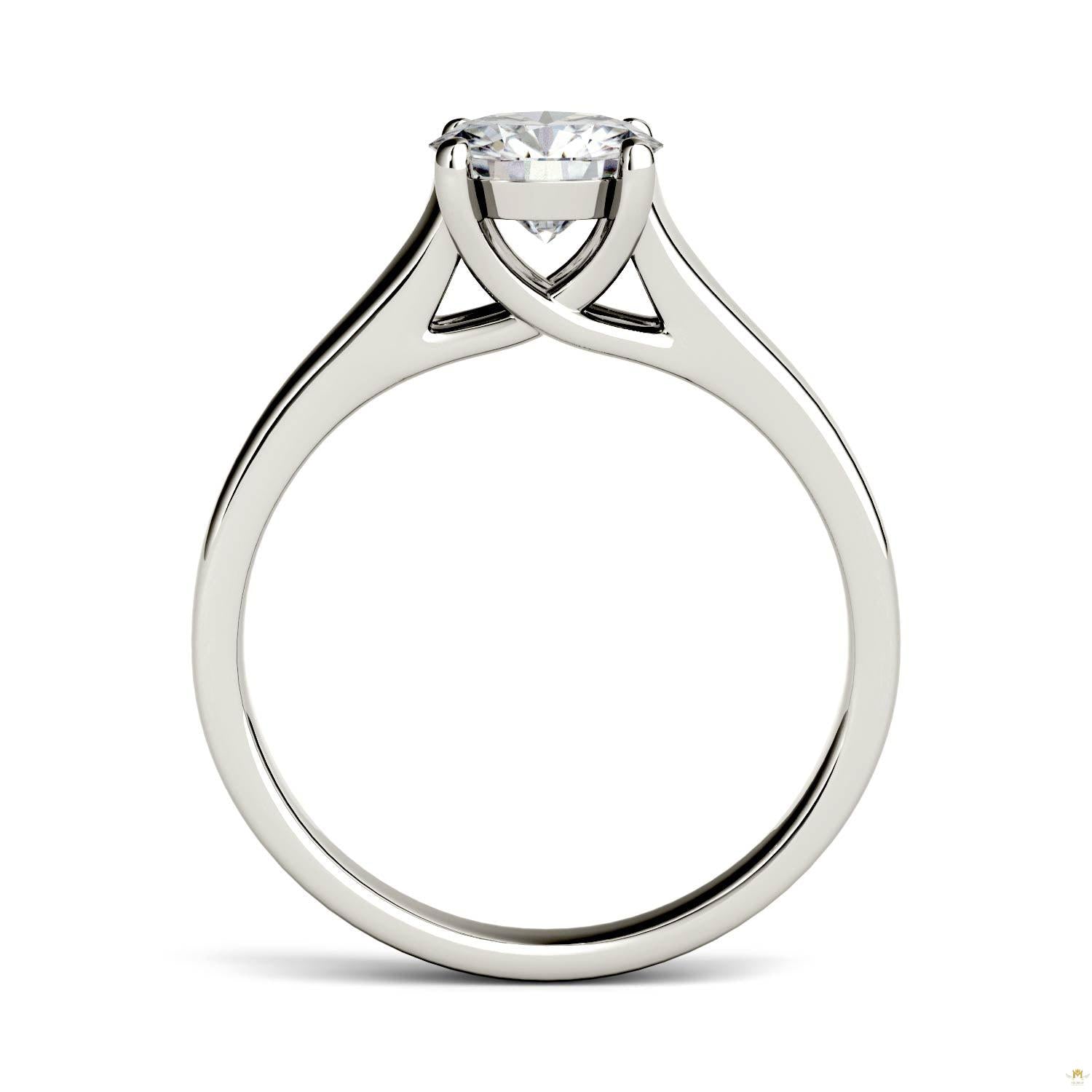 1.00 CTW   Round Moissanite Solitaire Ring in 14K White Gold