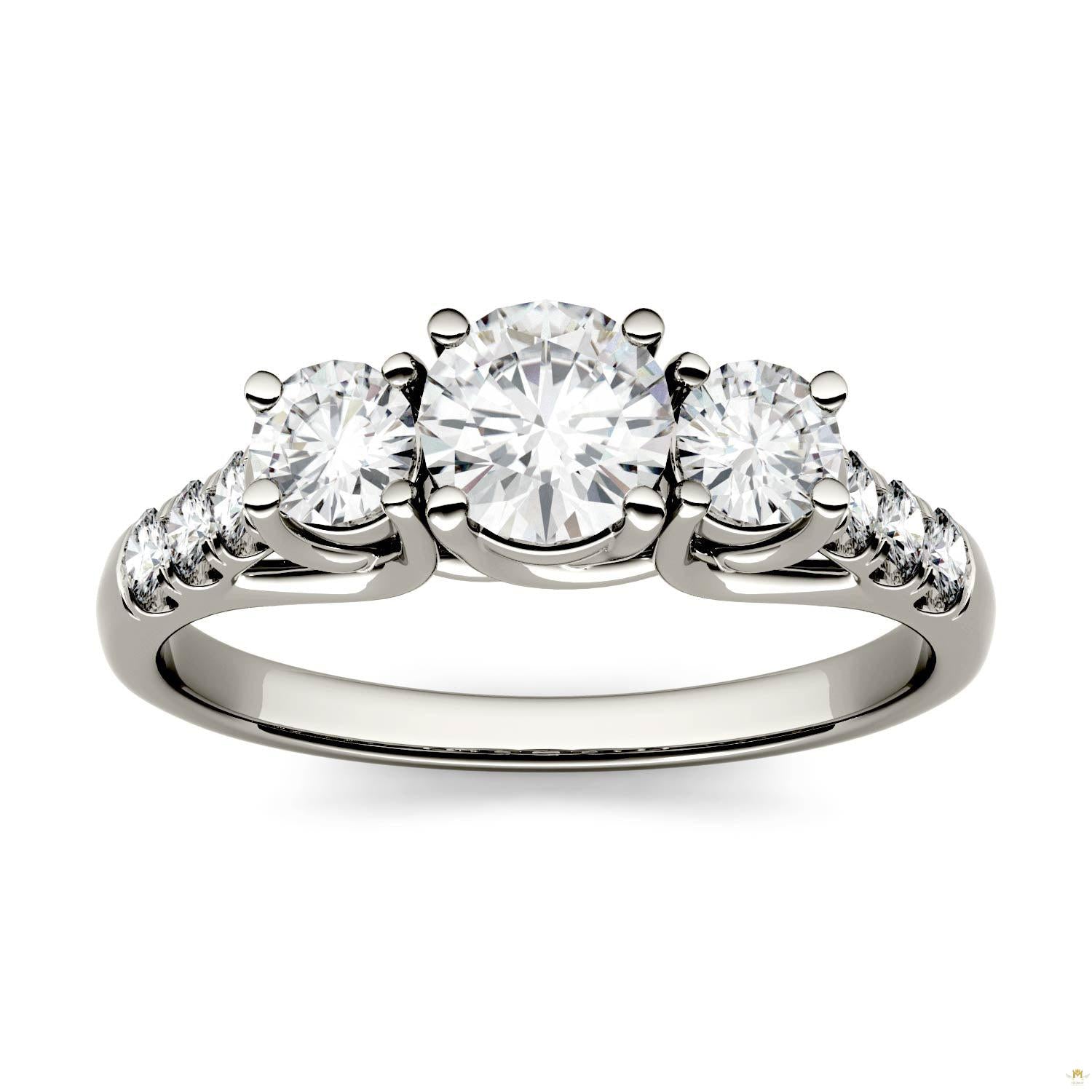 1.17 CTW   Round Moissanite Engagement Ring in 14K White Gold