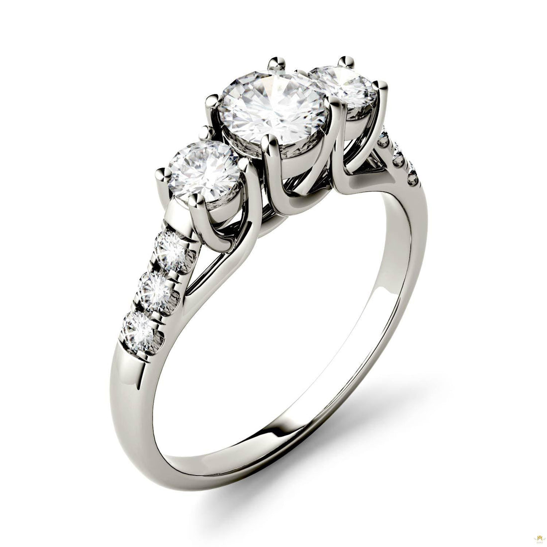 1.17 CTW   Round Moissanite Engagement Ring in 14K White Gold