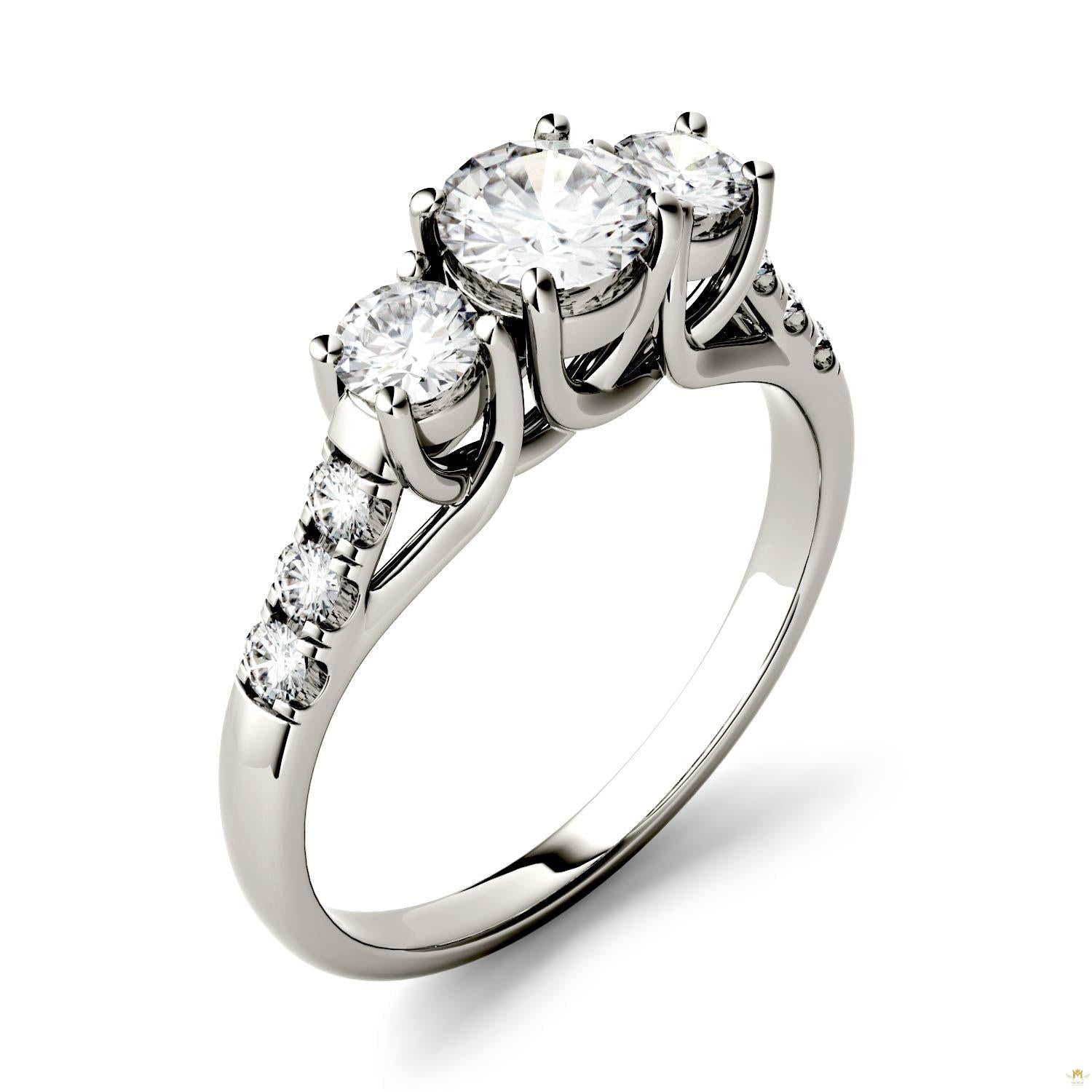 1.17 CTW   Round Moissanite Engagement Ring in 14K White Gold
