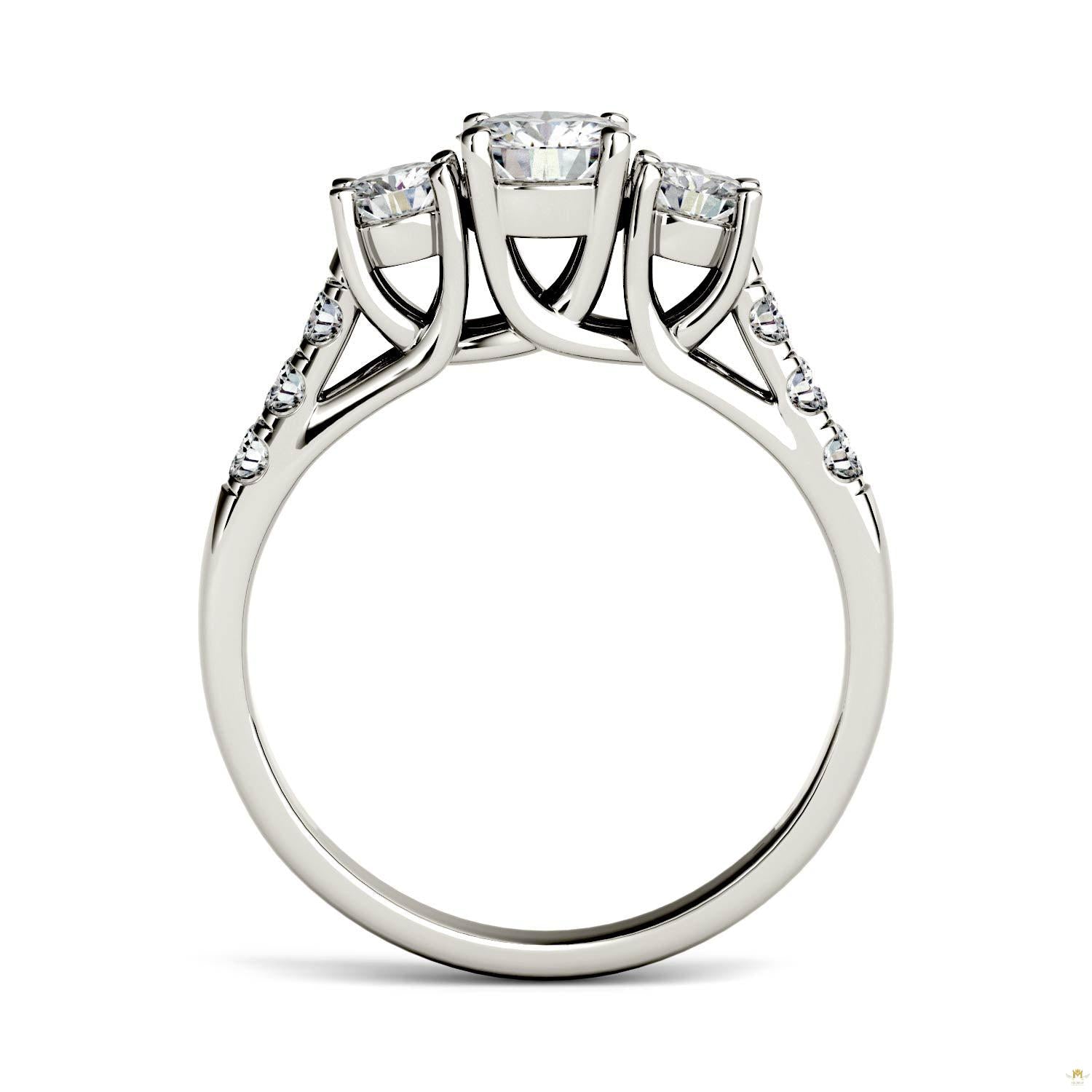 1.17 CTW   Round Moissanite Engagement Ring in 14K White Gold