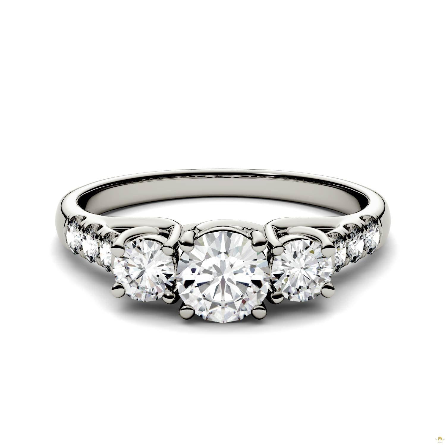 1.17 CTW   Round Moissanite Engagement Ring in 14K White Gold
