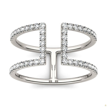 0.50 CTW   Round Moissanite Geometric Ring in 14K White Gold