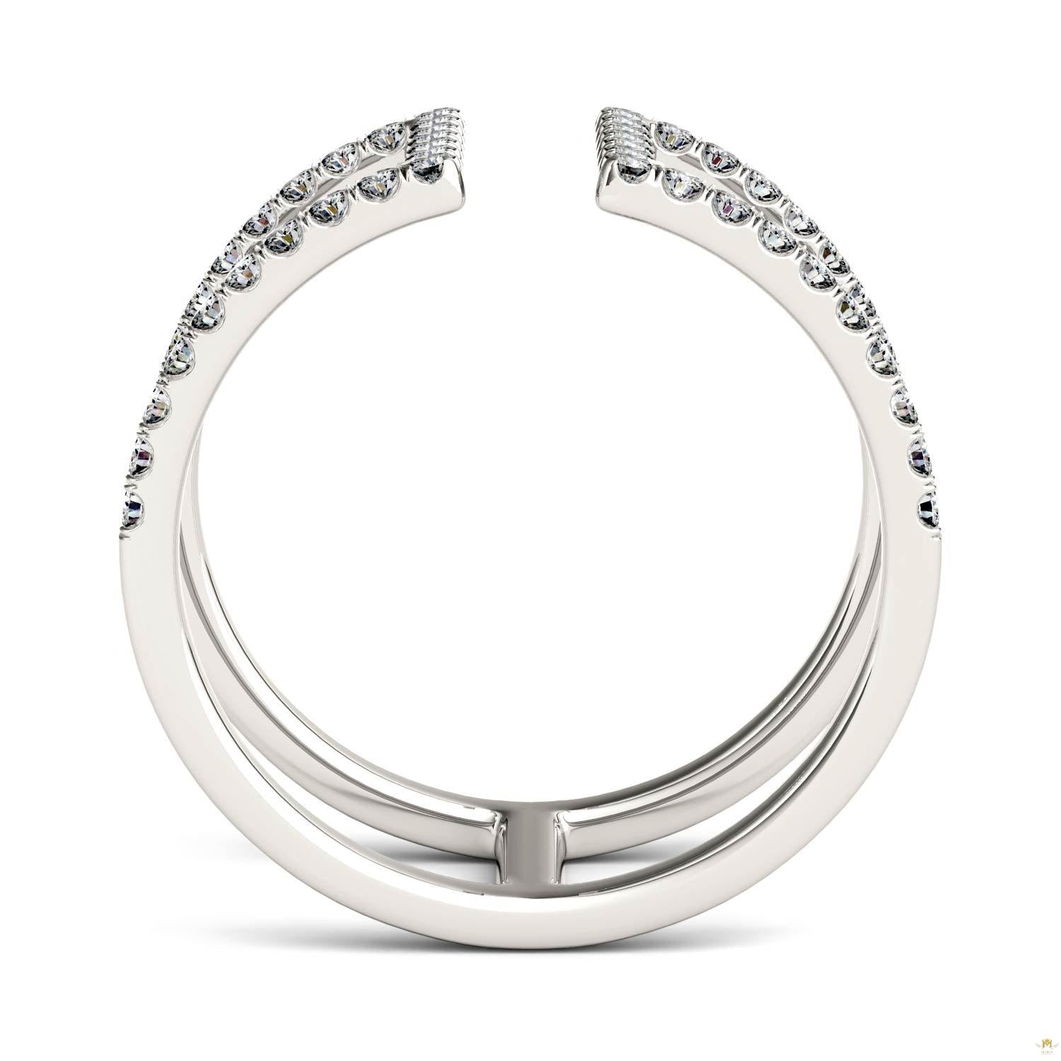 0.50 CTW   Round Moissanite Geometric Ring in 14K White Gold