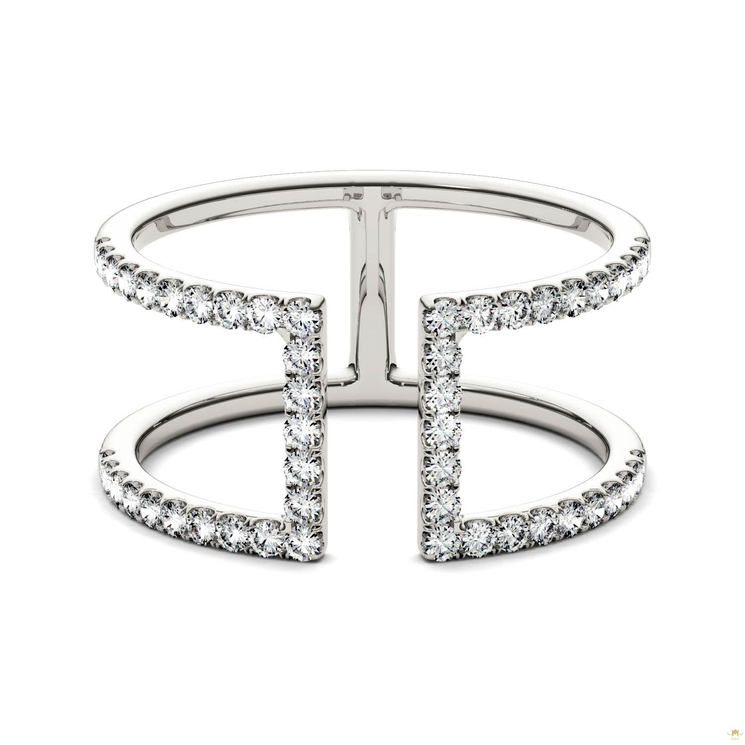 0.50 CTW   Round Moissanite Geometric Ring in 14K White Gold