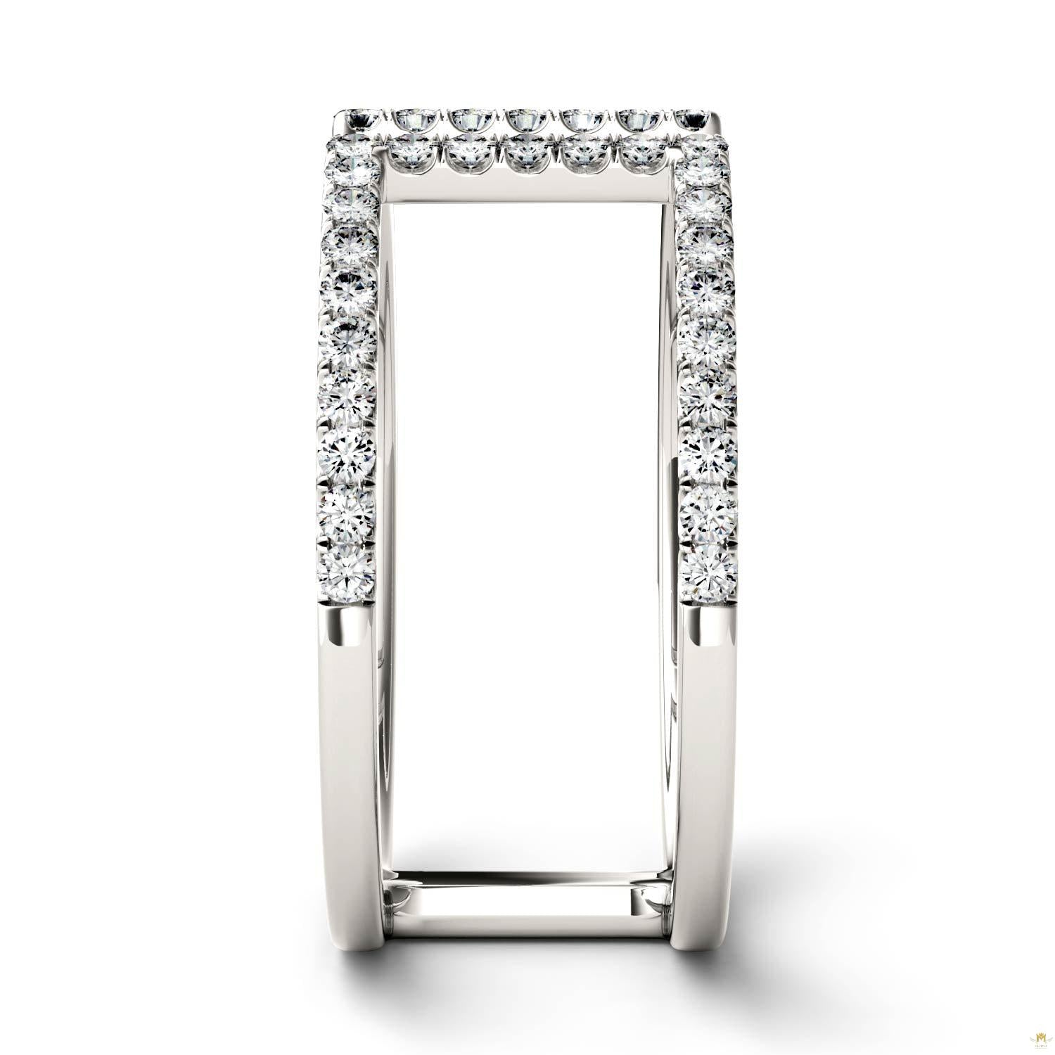 0.50 CTW   Round Moissanite Geometric Ring in 14K White Gold