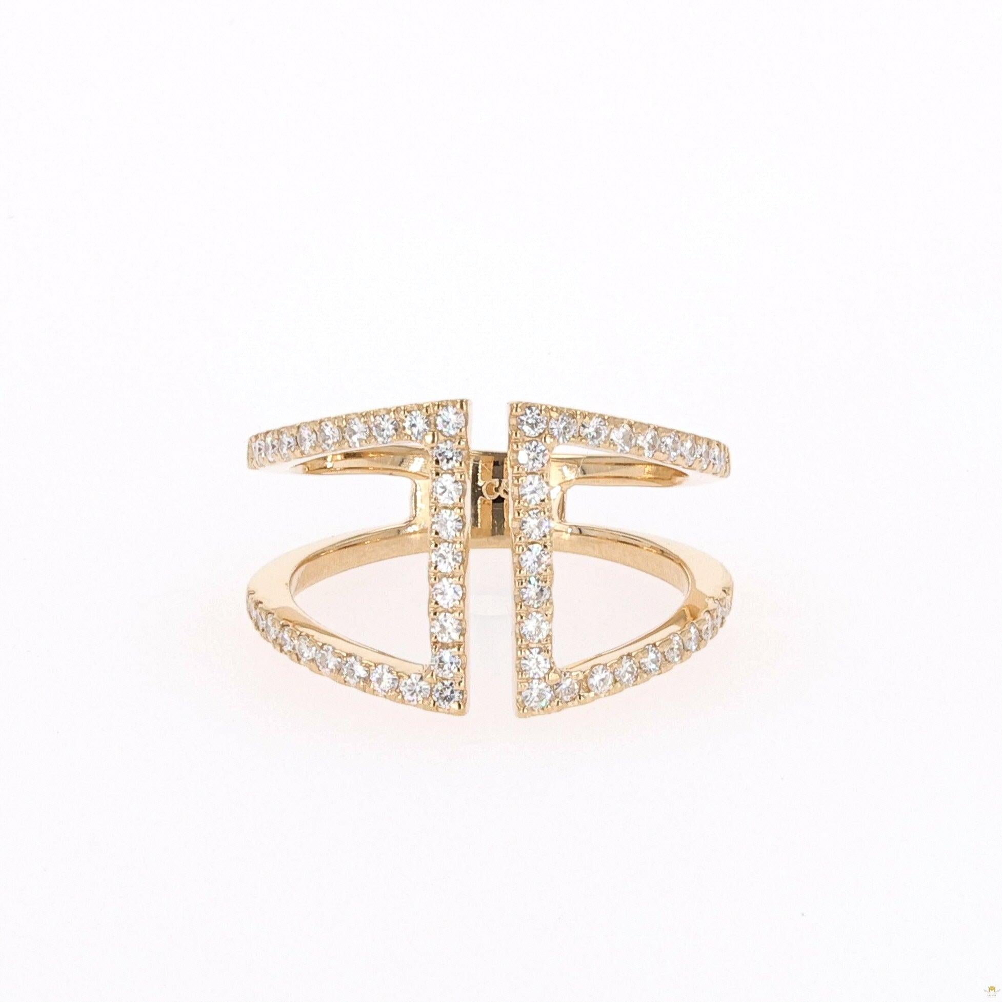 0.54 CTW   Round Near-Colorless Moissanite Fashion Ring in 14K Yellow Gold