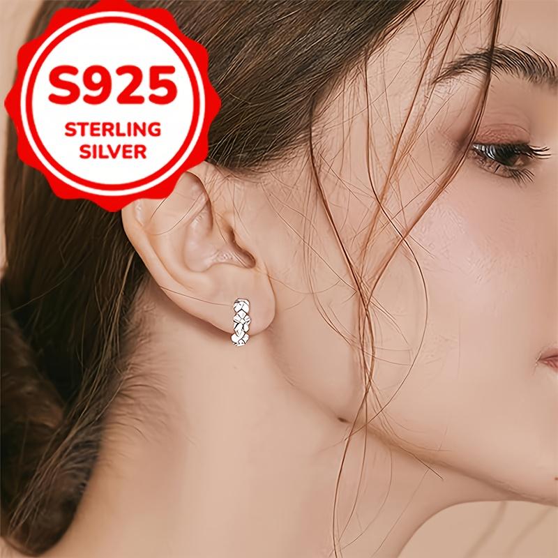 Elegant 925 Sterling Silver Hoop Earrings with Sweet Floral Design