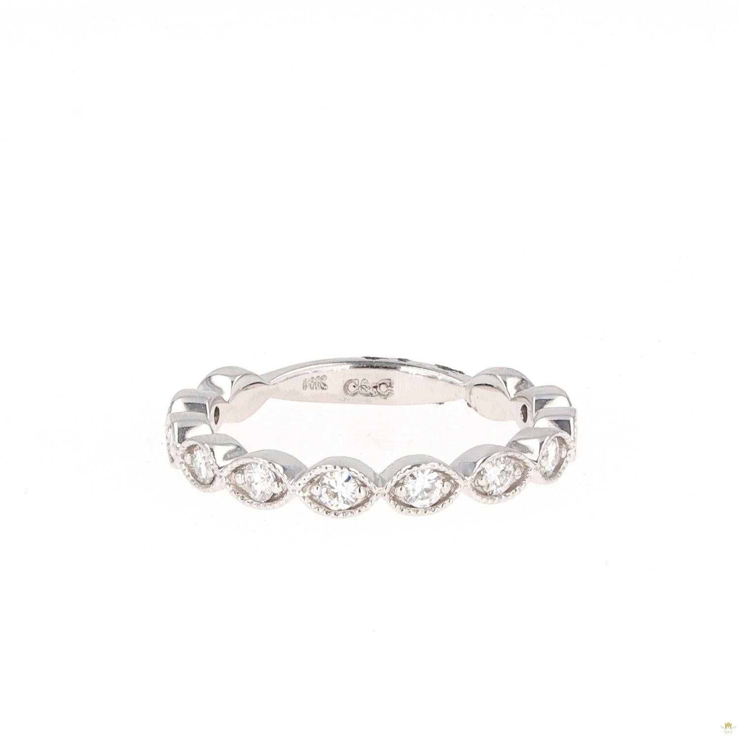 0.40 CTW   Round Near-Colorless Moissanite Stackable Ring in 14K White Gold
