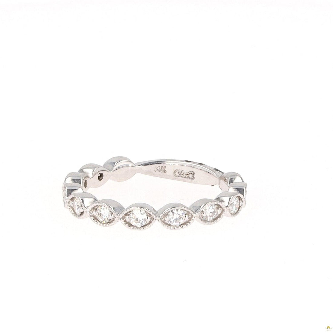 0.40 CTW   Round Near-Colorless Moissanite Stackable Ring in 14K White Gold