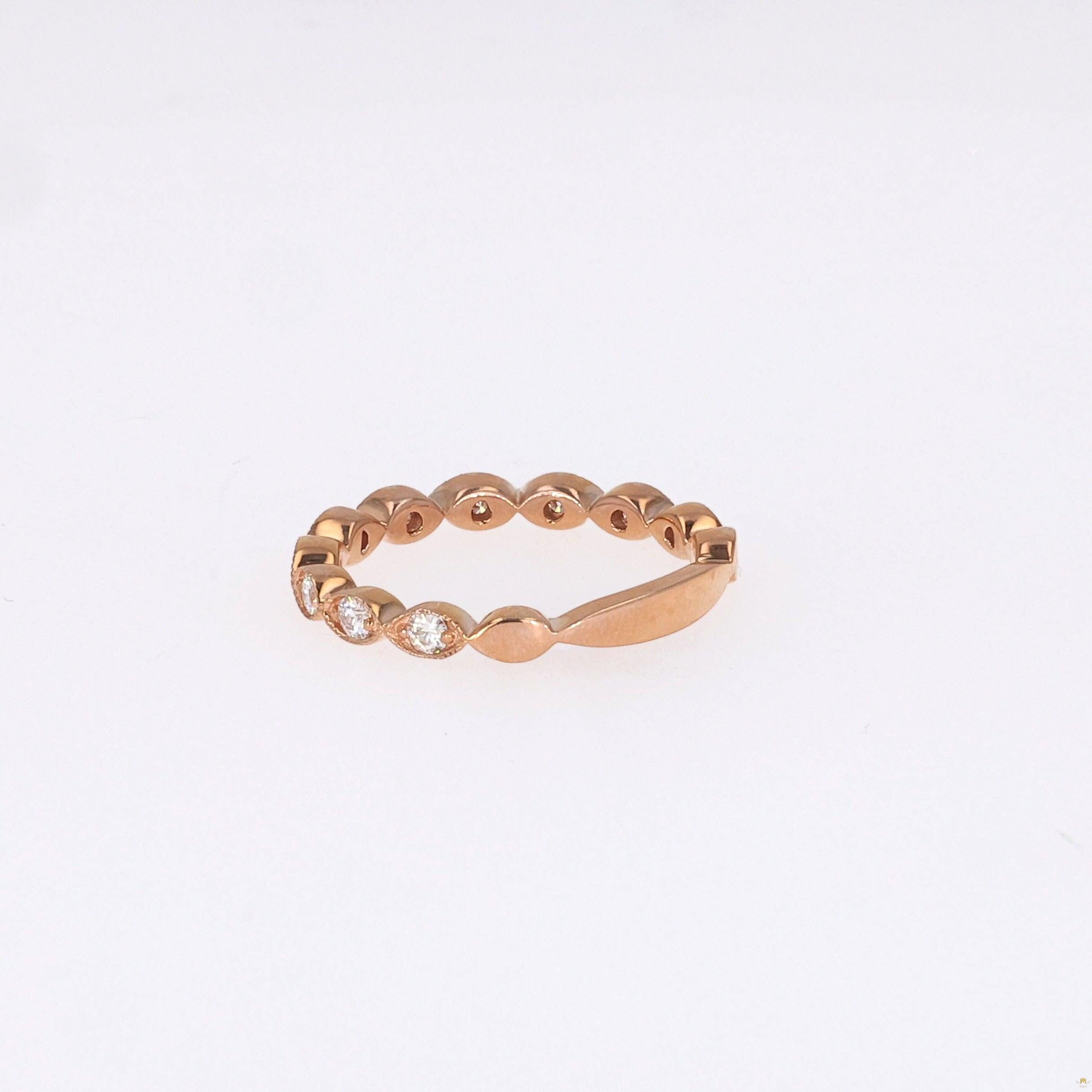 0.40 CTW   Round Near-Colorless Moissanite Band in 14K Rose Gold