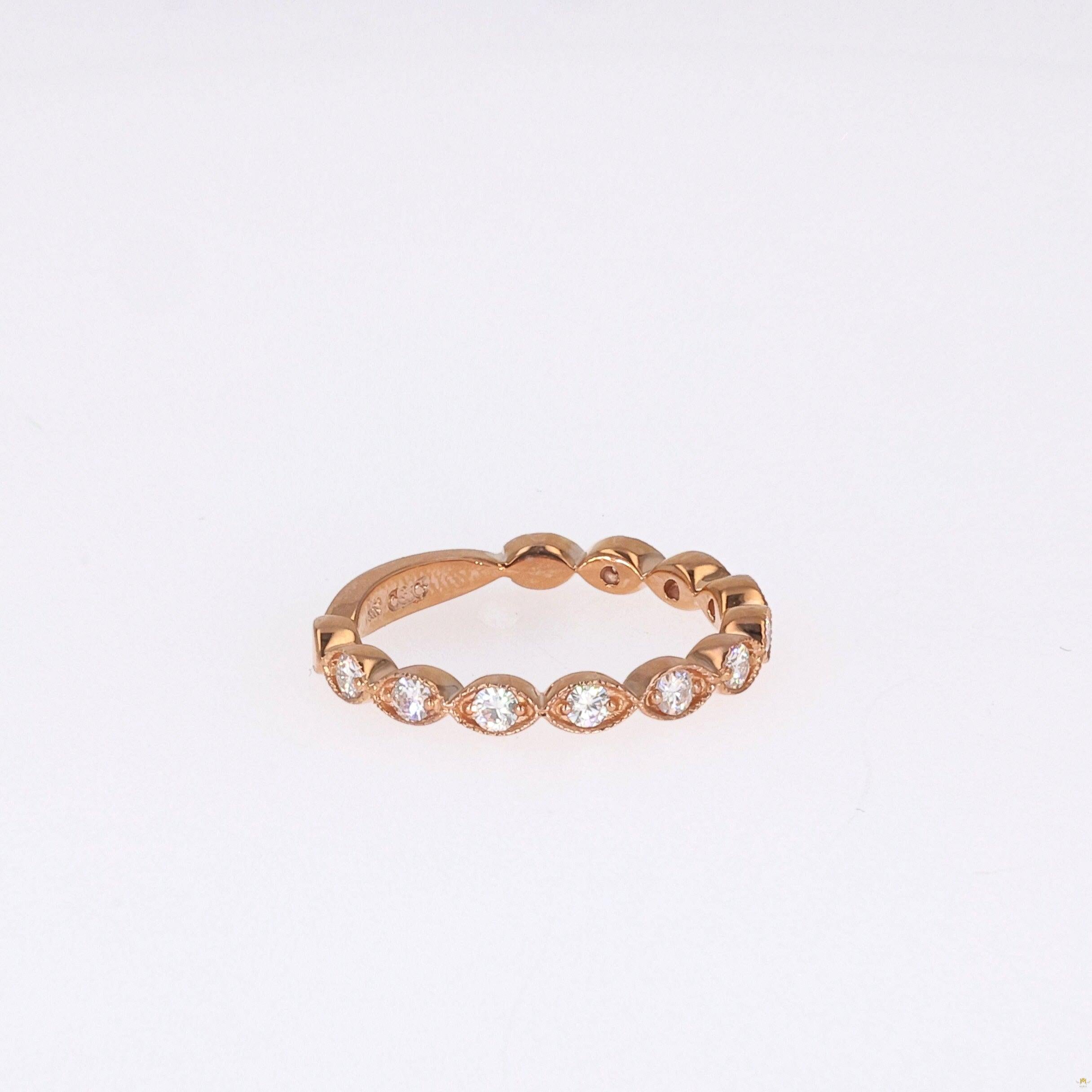 0.40 CTW   Round Near-Colorless Moissanite Band in 14K Rose Gold