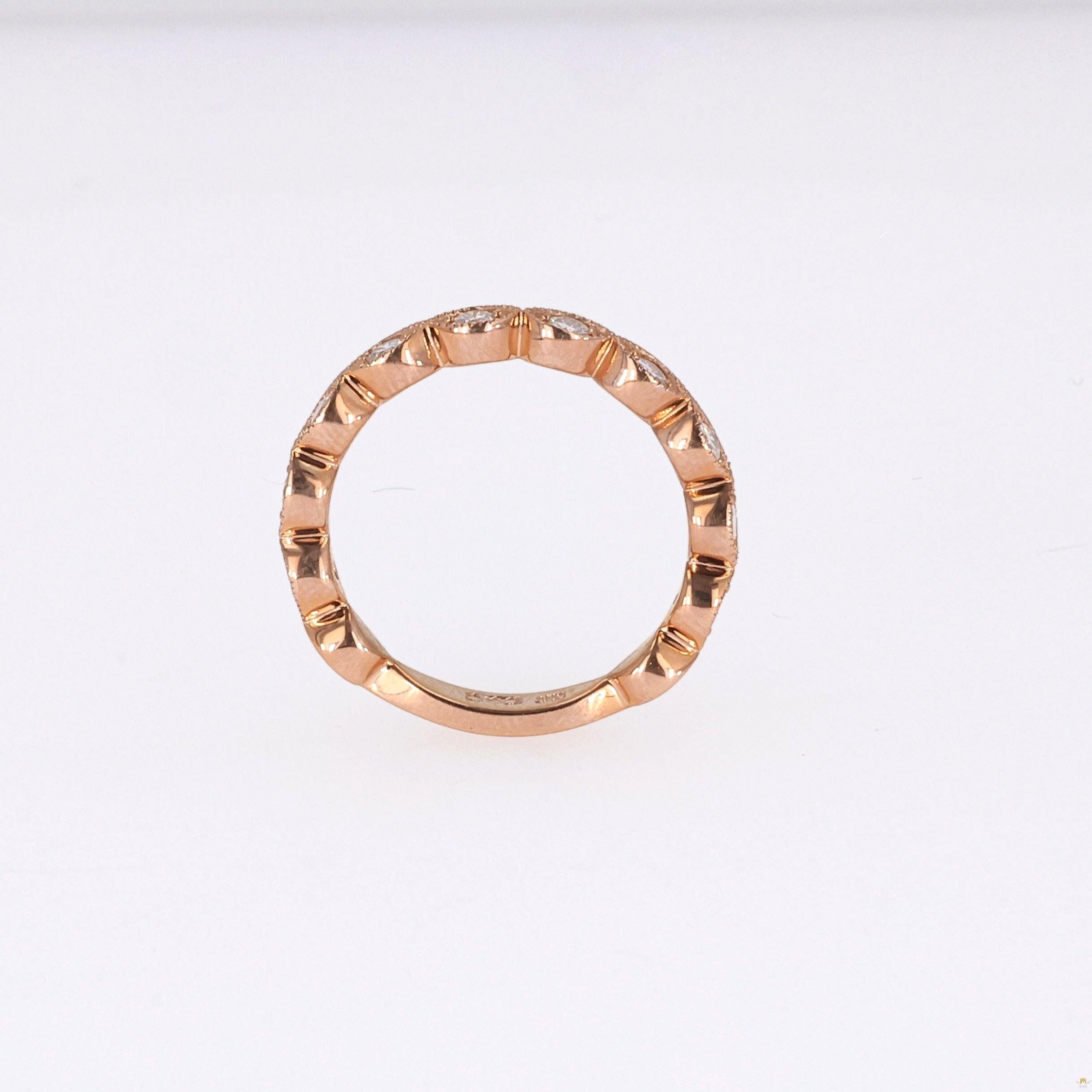 0.40 CTW   Round Near-Colorless Moissanite Band in 14K Rose Gold