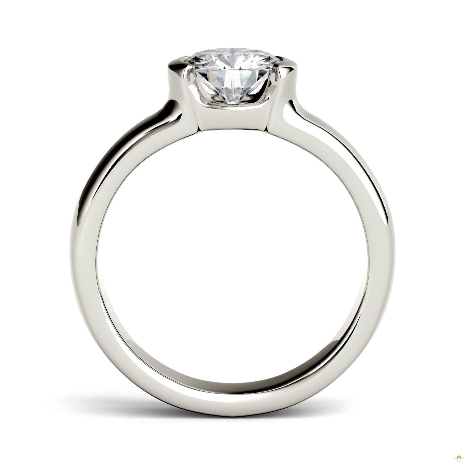 1.00 CTW   Round Moissanite Engagement Ring in 14K White Gold