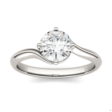 1.00 CTW   Round Moissanite Bypass Ring in 14K White Gold
